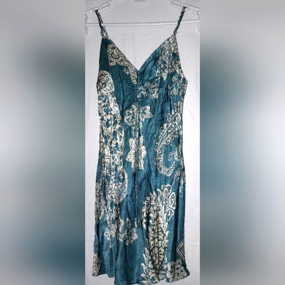 Zara Women's Teal and Cream Colored Slip Dress Size M - Picture 1 of 3